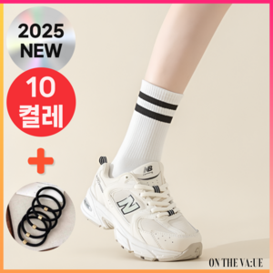 온더밸류 여성 패션 양말 중목 스트라이프 10켤레 세트