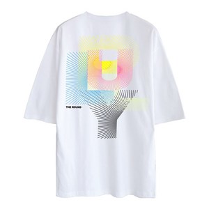 문컬렉션 베이직 5부 오버핏 반팔티셔츠 네온그래픽