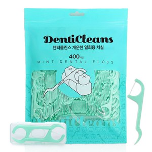 가성비가브랜드다 덴티클린스 개운한 민트 치실 휴대용 케이스 세트, 1세트, 400개입, 8cm