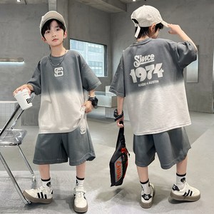비엔스 남아 여름 세트 초등생 츄리닝 캐주얼 상의 하의 초중생 그라데이션 수자 반팔 반바지