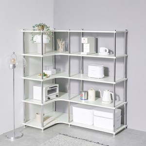 상도가구 그로잉 팬트리 코너 선반 수납장 거실장, 2단, 실버