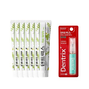 동국제약 덴트릭스 허브테라피 치약 130g 6개 + 마우스 스프레이 플러스 민트향 1개, 허브치약6개+마우스 스프레이 1개
