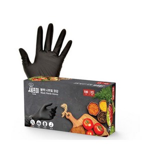 셰프미 니트릴장갑, 100매, 대(L), 블랙