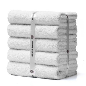 홈 베리 100%코튼 목욕 수건 180g (80*40) 40수 면사 담, 5개, white