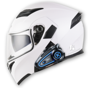 킥커머스 초경량 K21 블루투스 풀페이스 시스템 오토바이헬멧, 베이직화이트