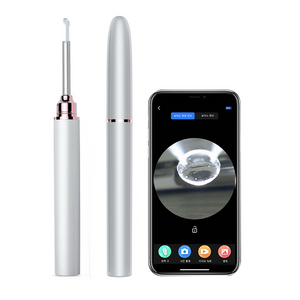 Kiboer 스마트 가시 귀이개 내시경 귀이개 500W고화질 카메라 앱 링크 LED 조명 소프트헤드 USB충전, 1개, 화이트