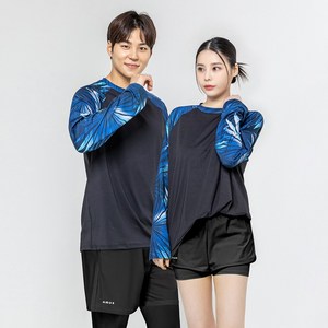 남여공용 커플 비치웨어 오버핏 래쉬가드 긴팔 수영복 빅사이즈 체형커버