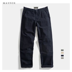 (무료배송) Mayfox 100%순면 추동 일자 캐주얼 팬츠 카고 바지 배기 팬츠 남성 아메리칸 빈티지 워싱 순색 심플 도톰 보온 내마모성 피트