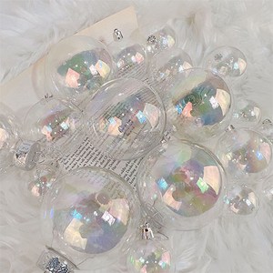 [왓위셀] 오로라 투명 오너먼트(3 color) 홀로그램 크리스마스 트리 장식, 04. 큰 방울 투명(6p)