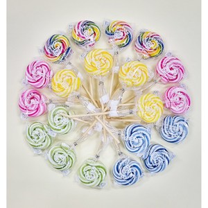 어린이집 생일 답례품 수제 천연색소 롤리팝 회오리 막대사탕, 20개, 20g