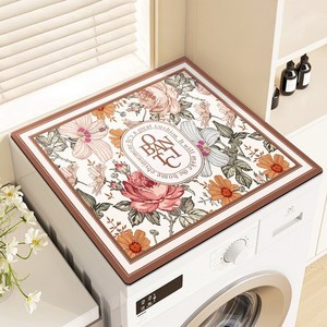 Shipshape 세탁기 커버 매트 빈티지 플라워 상단 방진패드 건조기 드럼세탁기 매트 커버 냉장고 방진 매트 티테이블 매트, 빈티지 플라워-01