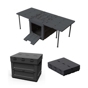 양문형 오픈도어 멀티도어 신형 접이식 캠핑 다용도 테이블 폴딩 박스, BLACK, 1개