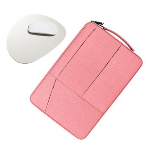 바운트 노트북파우치 가방 + 마우스패드, 파우치(핑크)+패드(크림)