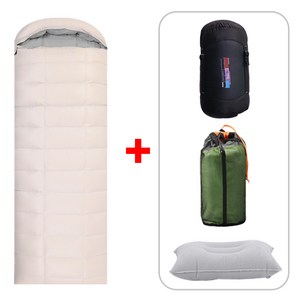 듀라맥스 동계 침낭 구스침낭 입체봉제 사각 캠핑 이불 백패킹 차박 망사 커버포함, 2500g, 베이지, 1개
