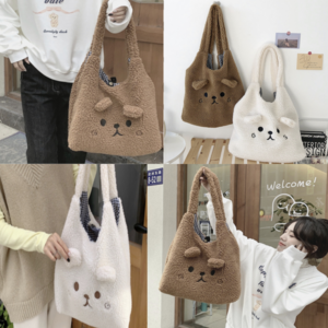 한빛패션 양털 뽀글이 곰돌이 데일리 숄더백 양털에코백