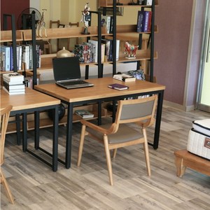 로즈 원목책상 철제책상 컴퓨터 책상 (1300 size) 의자추가안함, 브라운
