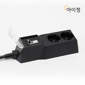 아이정 4000W 고용량 대용량 고전력 과부하차단 2구 블랙 멀티탭, 1개, 7M