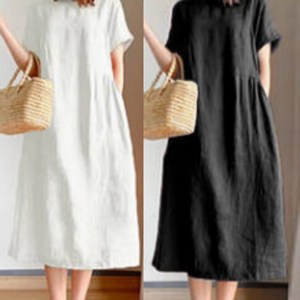 엄지척 롱원피스 원피스 데일리 시원한 편한 반팔 A라인 여름