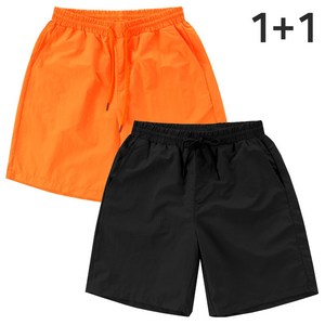 [2장묶음 1+1] 가격인하 쿨썸머 우븐 밴딩 반바지 남녀공용 밴딩 빅사이즈 쇼츠 XS~2XL 커플 스윔 숏츠