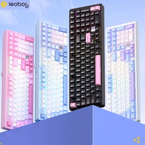 [ XC샵 ] LEOBOG Hi98PRO CNC알루미늄 기계식 게이밍 키보드 98%101키 gasket구조 RGB램프 전키핫스왑DIY, 바비축(28gf min), 복송아핑크-8000mah