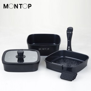 [몬탑] 몬탑 네모네 IH 사각 인덕션 가스렌지 세라믹팬세트 (몬탑 MIH-A1201), 몬탑 세라믹팬세트(MIH-A1201)