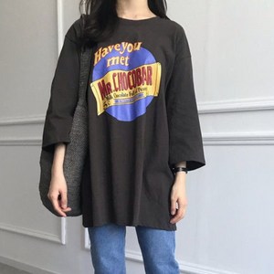 럭키제이 여성용 동글 박시 티셔츠
