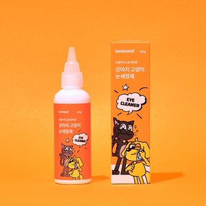 강아지 고양이 눈물자국 제거 눈꼽 냄새 지우개 저자극 눈세정제 애견 개 아이클리너 1개, 100ml