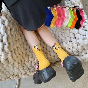 패션리더 귀여운 여자 긴양말 멍멍이 고뮤 인형장식 중목양말 4켤레세트