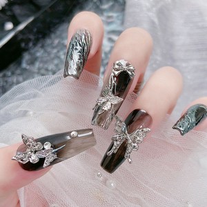 e세상 메탈 실버 나비 리본 젤 네일 파츠 스톤, 1개, 19 클래식리본