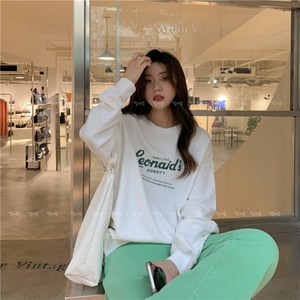 일이오 여성 봄 가을 심플 레터링 오버핏 맨투맨