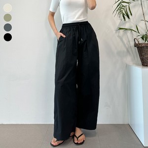 블레스유 바스락소재 와이드 팬츠 여름용 시원한 경량 긴바지 가벼운 방수 밴딩 무지 아노락 트레이닝 바지