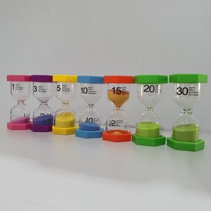 띵덕 육각 칼라풀 탁상 수험생 모래시계 1분~30분, 5분 옐로우