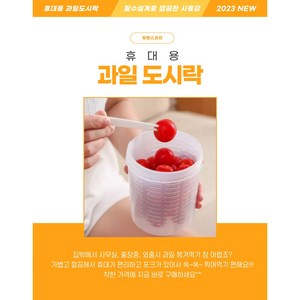 1+1 푸르트팟 과일보관용기 과일도시락 사무실휴대 아이간식도시락 휴대용 캠핑도시락 후르츠팟 다이어트 도시락, 2, 투명