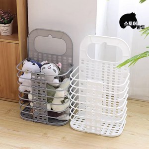 벽걸이 접이식 빨래 바구니 공간활용 틈새활용, 화이트