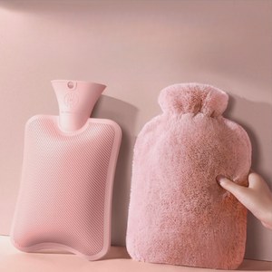 라라민 보온 물주머니 극세사 커버 세트, 소프트핑크 2L, 1개