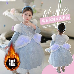 소녀 가을 겨울 벨벳 글로우 엘사 신데렐라 공주 드레스 어린이 슈퍼 요정 생일 코스프레
