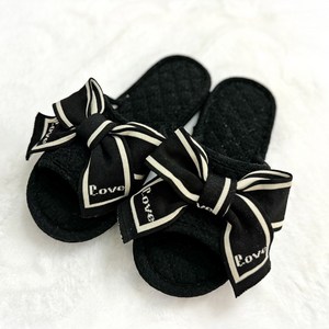 니트 리본 3중 쿠션 면 실내화 거실 실내슬리퍼 여성 거실화 룸슈즈 집 슬리퍼, 1개, 블랙