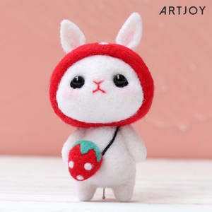 양모 펠트 DIY 키트, 딸기토끼, 1세트