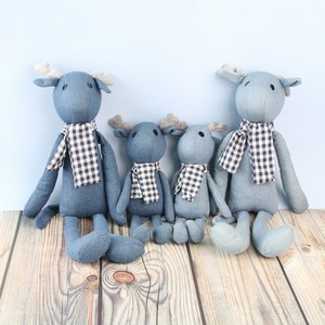 위하우스 애착인형 순록 봉제인형 면100%, 인디고블루, 36.5cm