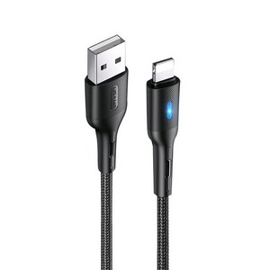 [유삼스] U-Bob 시리즈 스마트 전류차단 라이트닝8핀 고속 충전/데이터 케이블1.2m, 블랙, 1개