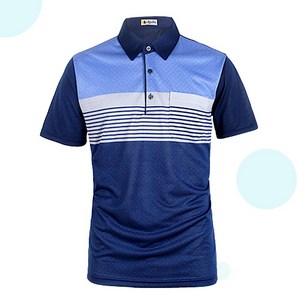 [케이든] 부드러운 감촉 스트라이프 남자 남성 면혼방 골프 카라넥 중년 티셔츠