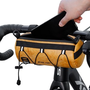 [아띠꼴로] 자전거 핸들가방 킥보드 프레임 핸들바 프론트백 가방, 1개, 라이트카라멜