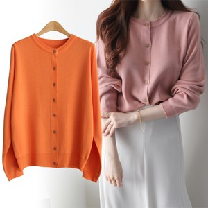 제니트 여성용 소프트 라운드넥 미소 가디건