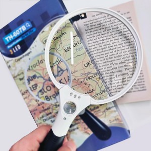 I&H 손잡이 돋보기 노안 독서 확대경 LED 2X 4X 25X, TH-607B, 1개