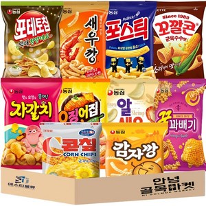 [안녕골목마켓] 봉지 과자 10종 세트 포테토칩 먹태 청양마요맛 새우깡 포스틱 꼬깔콘 군옥수수맛 자갈치 오징어집 알새우칩 꿀꽈배기 콘칲 감자깡, 1개
