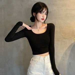 다이나믹피플 여성용 오프닝 크롭 긴팔 티셔츠 2장세트