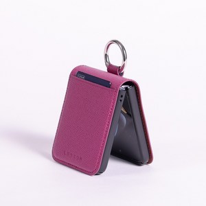 루스톤 폴카 천연소가죽 힌지보호 카드수납 링 지갑 갤럭시 Z플립 핸드폰케이스