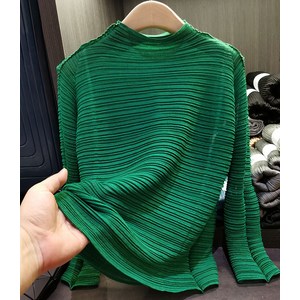 반폴라 플리츠 주름 얇은 이너 티셔츠 봄가을 긴팔