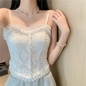 여신 레이스 나시 브라캡내장 레이스 이너티 여신 진주단추 끈나시