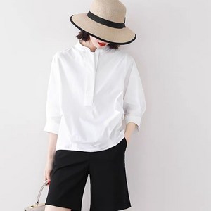모어가든 남방 셔츠 베이직 블라우스 7부 흰남방 흰색 여성 와이셔츠